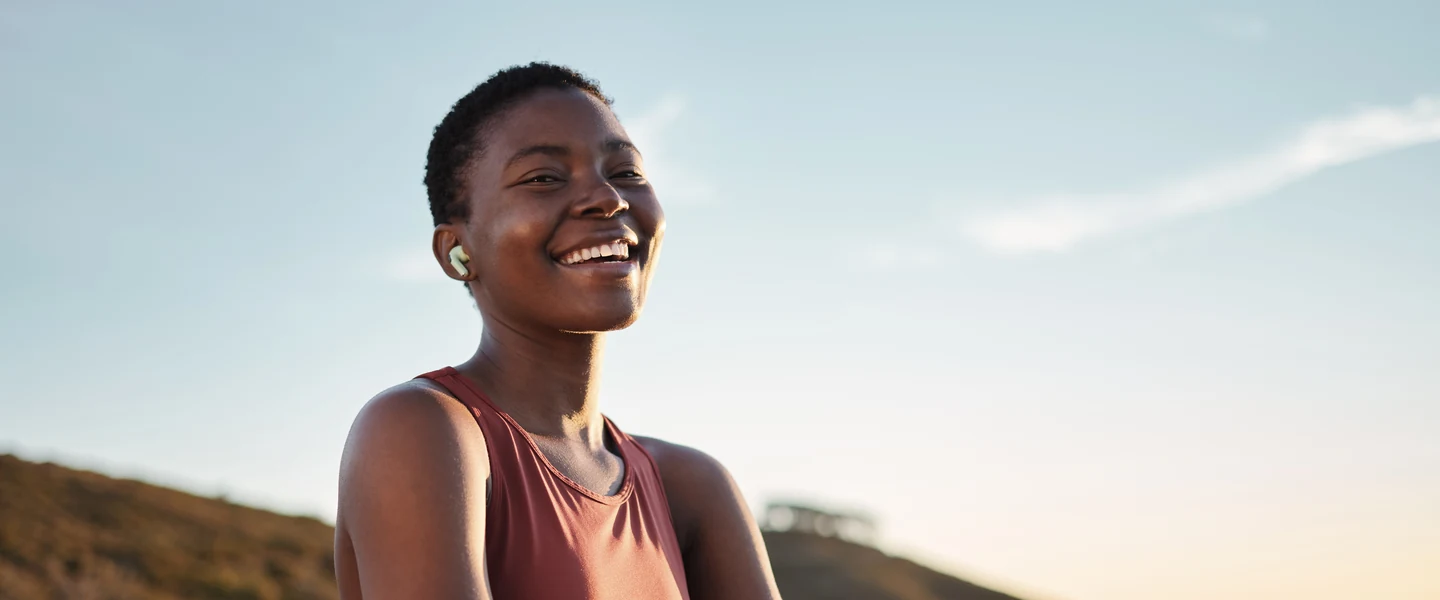 Woman drinking a protein smoothie